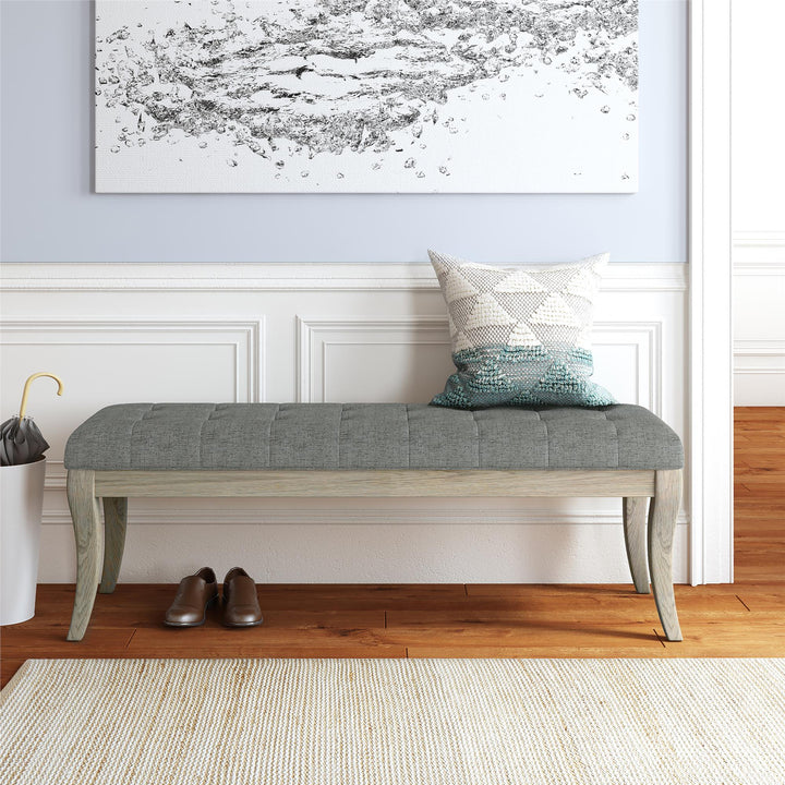Elegant wood frame bench with soft top -  Taupe
