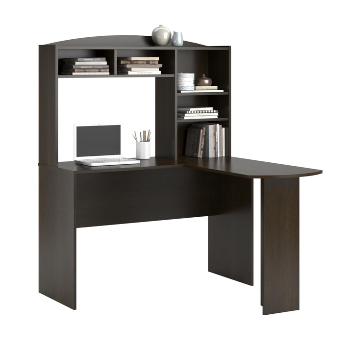 Modern Sutton desk with shelving and hutch -  Black Espresso - N/A