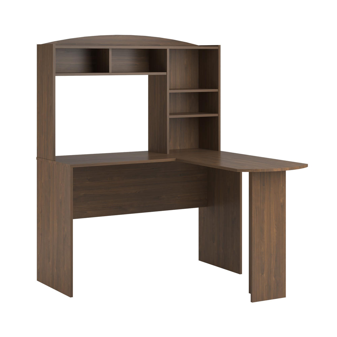 Sutton L-shaped computer desk with hutch -  Florence Walnut - N/A