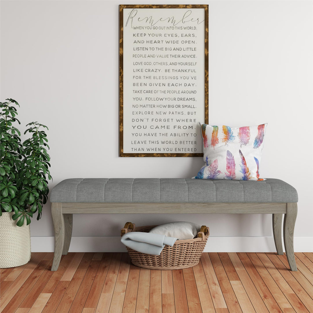 Rectangular upholstered bench for living room -  Taupe