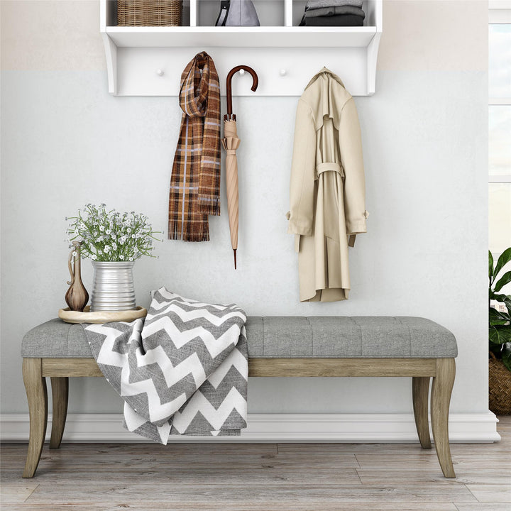 Theodore wooden bench with cushion top -  Taupe