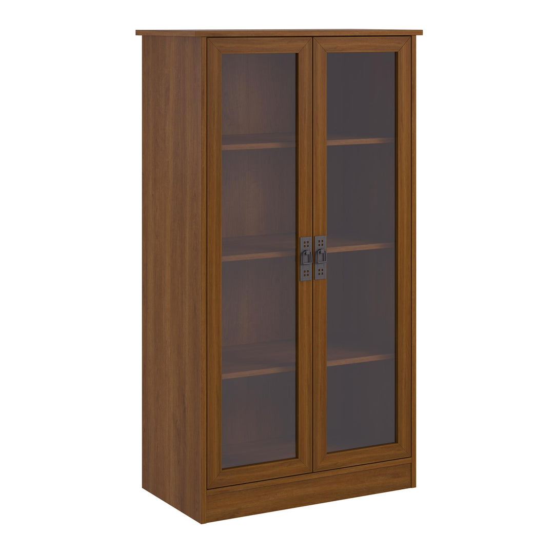 Quinton Point Bookcase with 2 Glass Doors and 4 Shelves  -  Brown Oak
