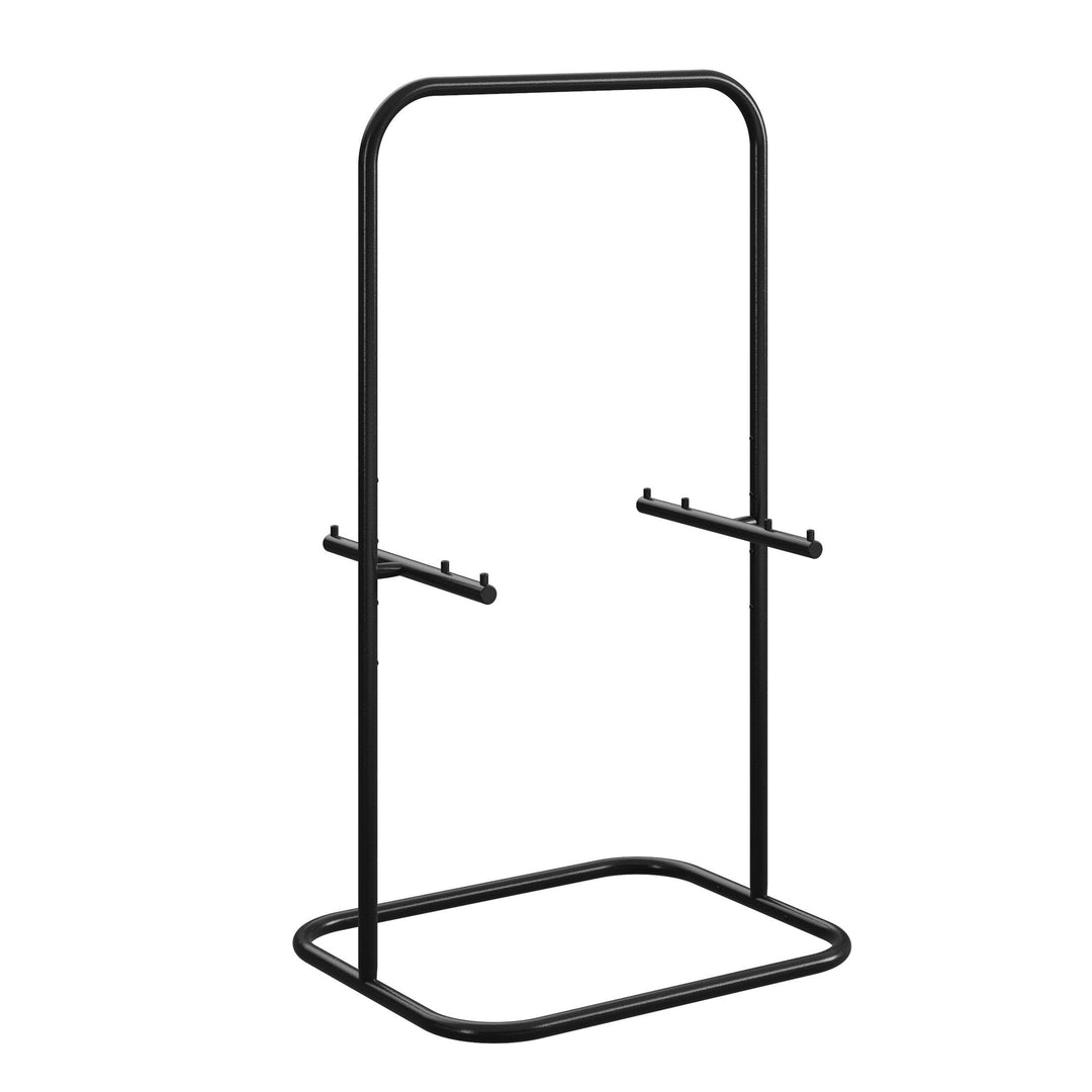 5 Piece Folding Vinyl Top TV Tray Set with Storage Rack - Black - 1-Pack