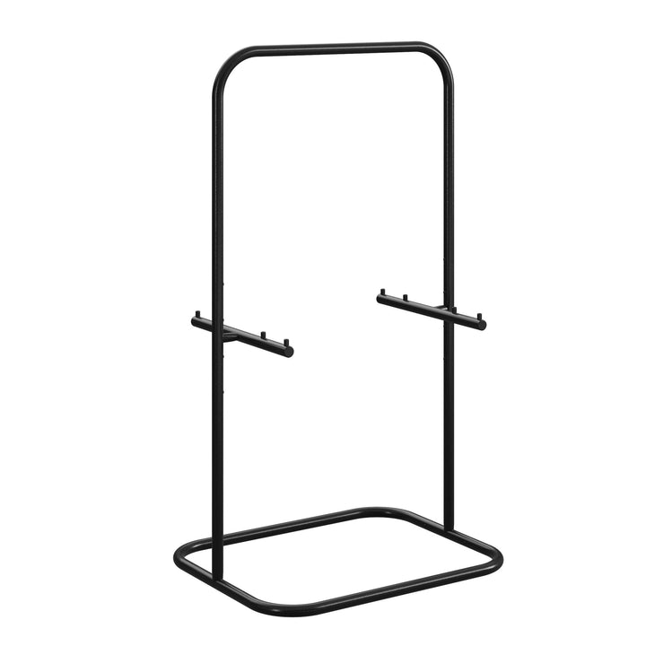 5 Piece Folding Vinyl Top TV Tray Set with Storage Rack - Black - 1-Pack