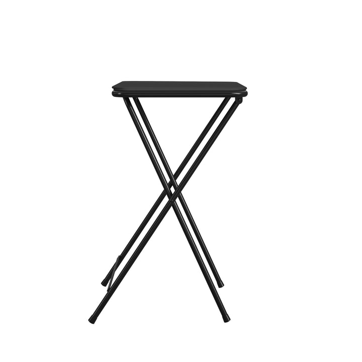 5 Piece Folding Vinyl Top TV Tray Set with Storage Rack - Black - 1-Pack
