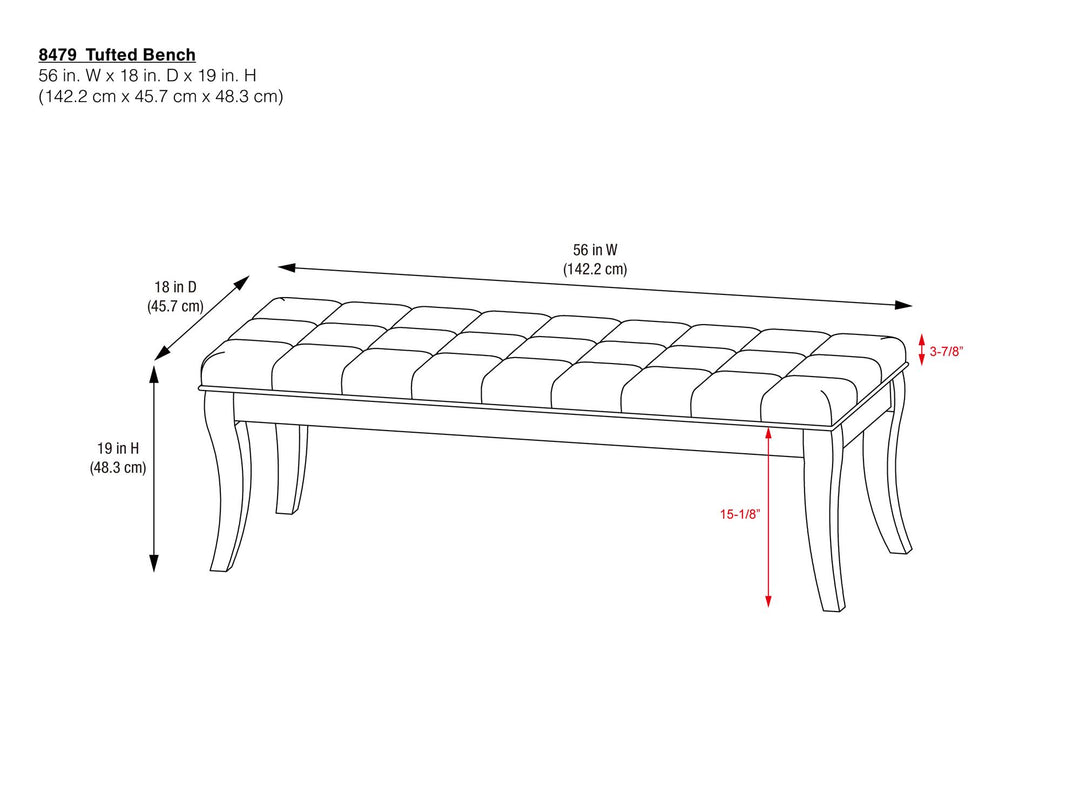 Durable wood frame bench with soft cushion top -  Taupe