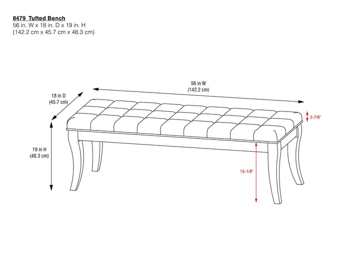 Durable wood frame bench with soft cushion top -  Taupe