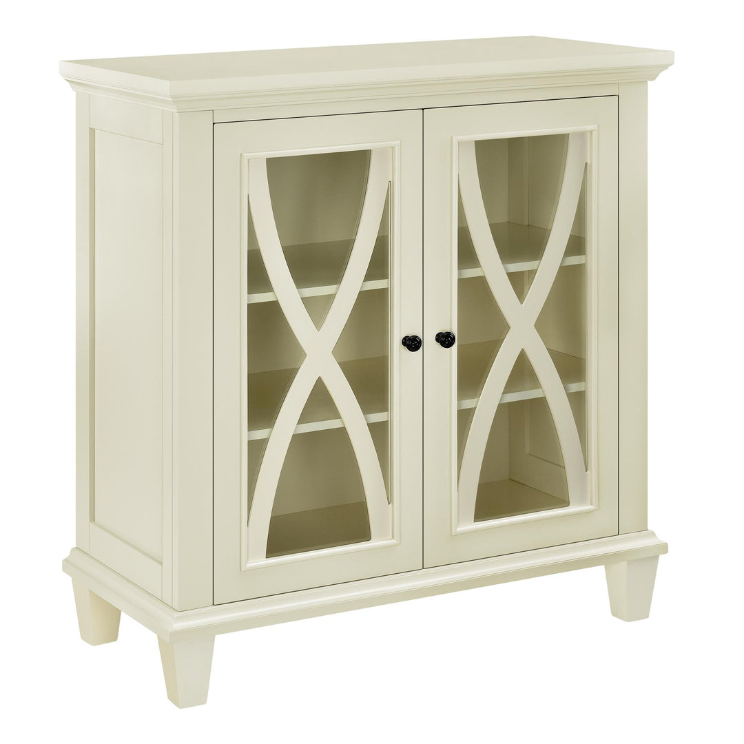 Ellington Glass Double Door Accent Cabinet with Shelves  -  Ivory