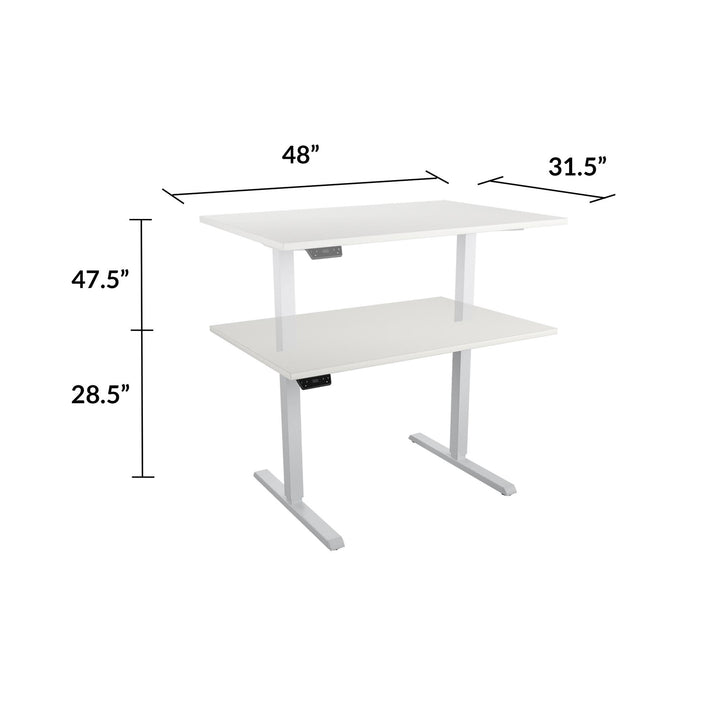 Pro-Desk that transitions from sitting to standing with LED -  White - 4’ Straight