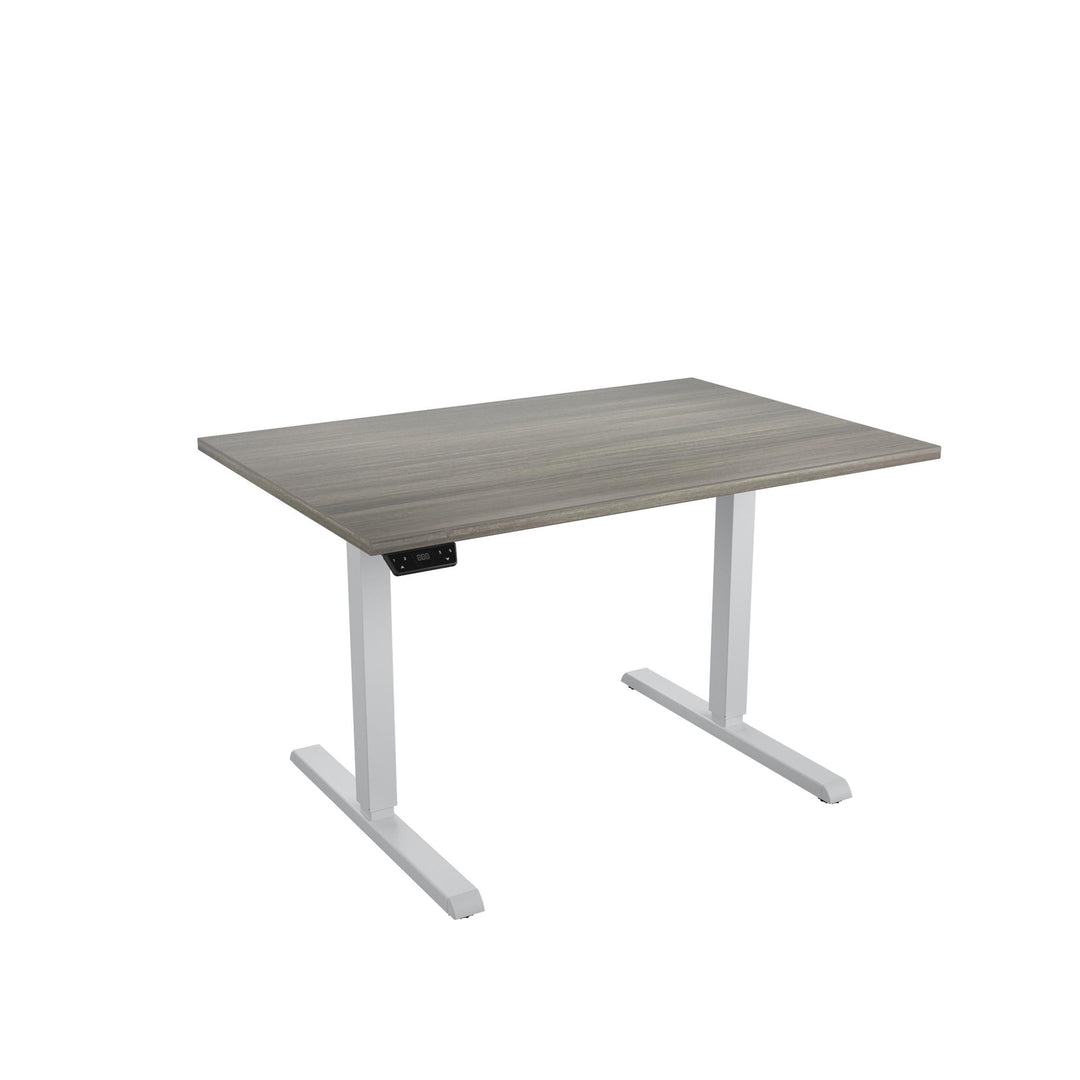 Height customizable 48" Pro-Desk with LED panel -  Gray (Wood Grain) - 4’ Straight