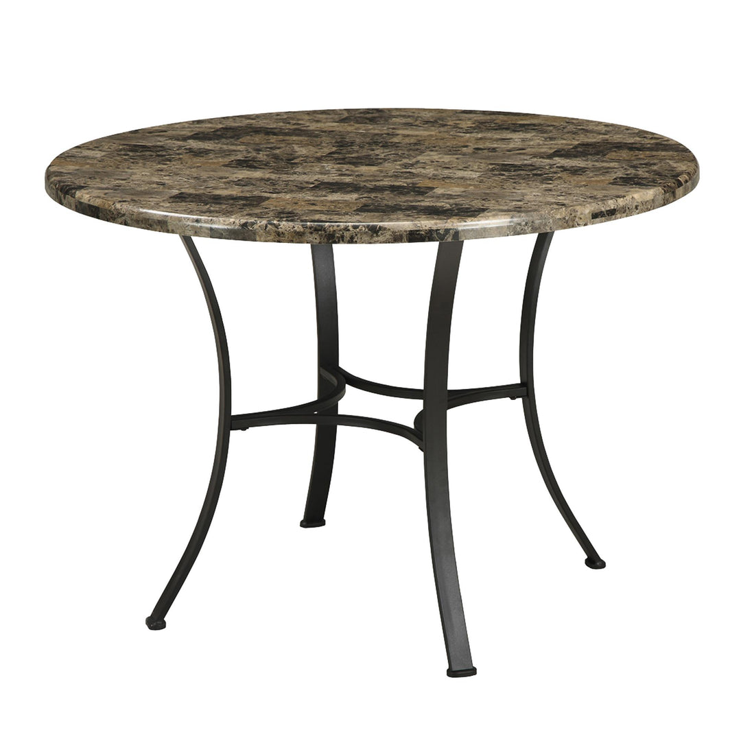 5 Piece Metal Frame Dining Table Set with Faux Marble Top -  Black Coffee