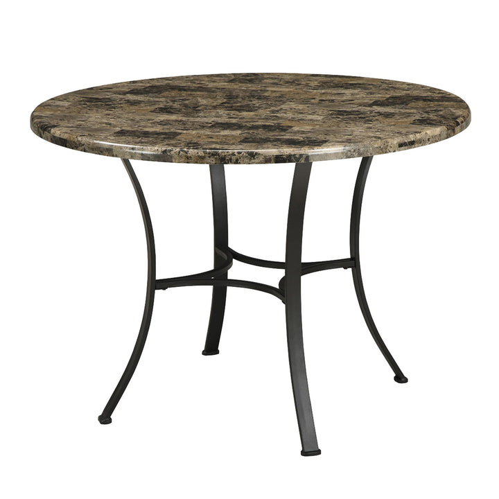 5 Piece Metal Frame Dining Table Set with Faux Marble Top -  Black Coffee