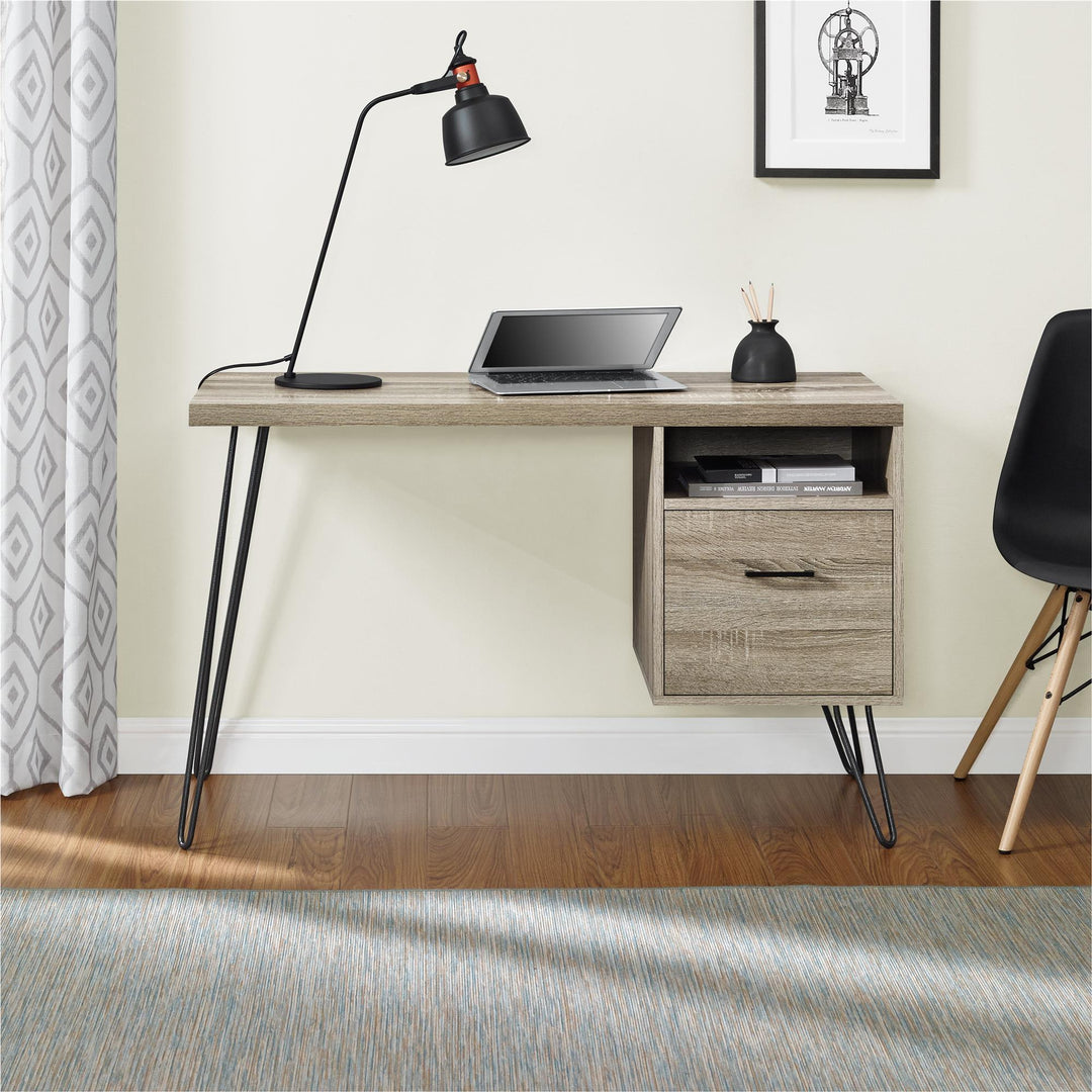 Landon computer desk design -  Distressed Gray Oak
