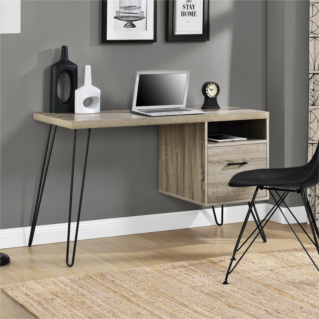 Desk with open compartment -  Distressed Gray Oak