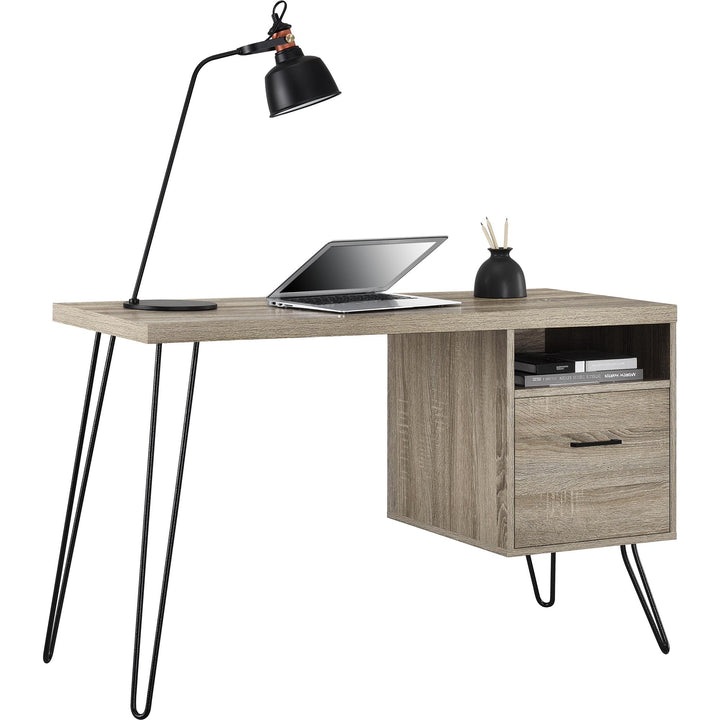 Landon desk with storage -  Distressed Gray Oak
