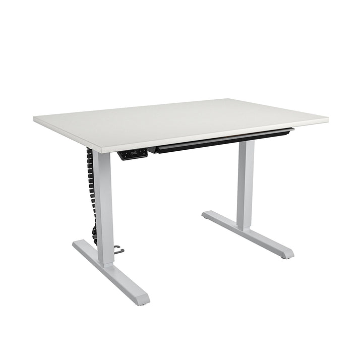 Professional Sit and Stand Adjustable Height Pro-Desk with Pull-Out Drawer - White - 4’ Straight