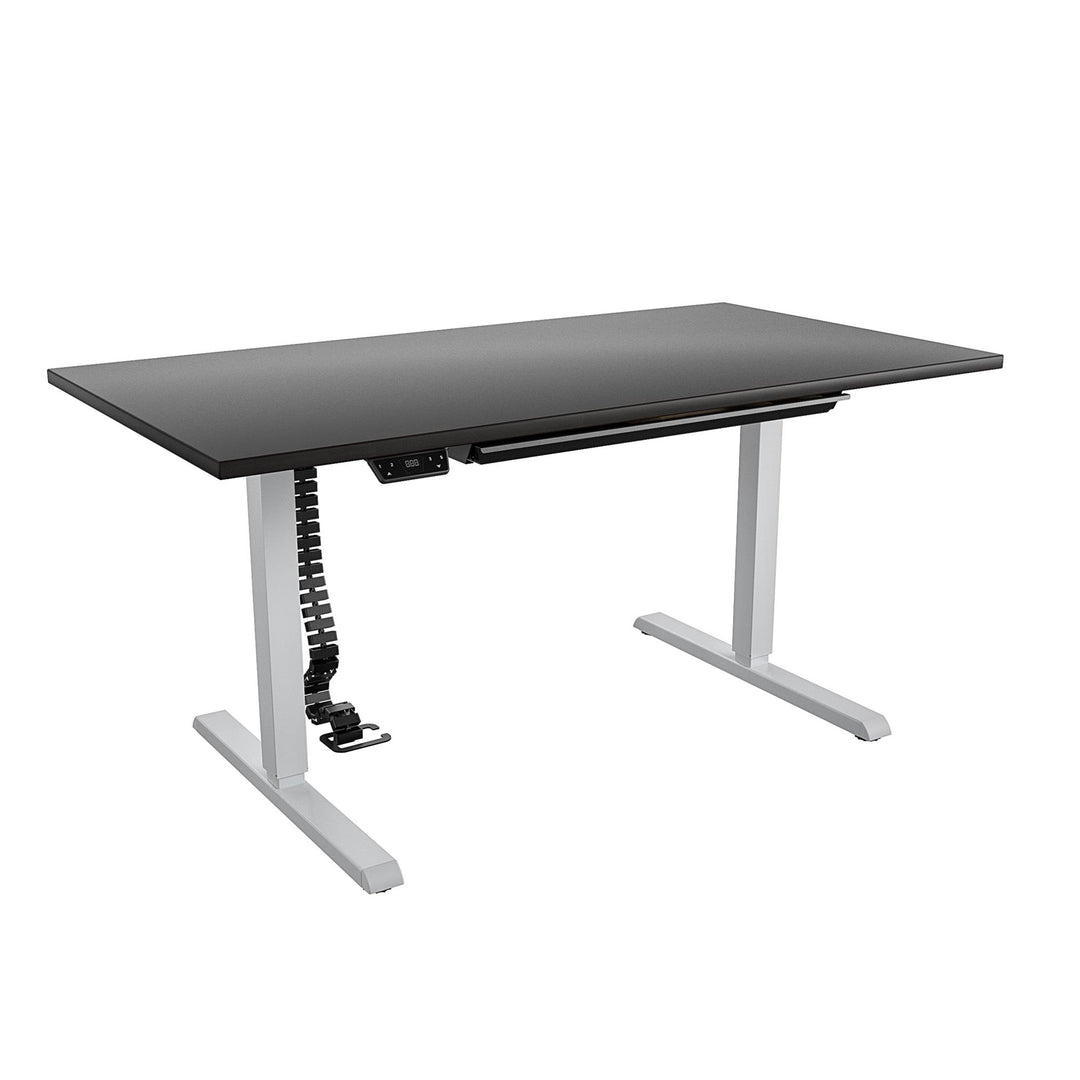 Professional Sit and Stand Adjustable Height Pro-Desk with Pull-Out Drawer - Espresso - 5’ Straight