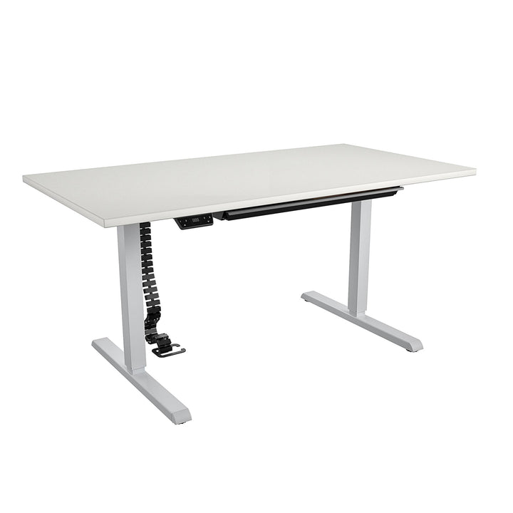 Professional Sit and Stand Adjustable Height Pro-Desk with Pull-Out Drawer - White - 5’ Straight