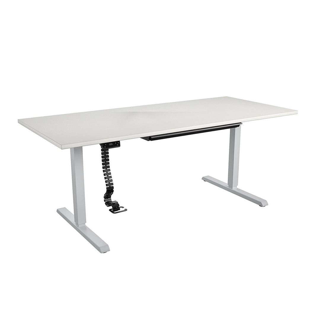 Professional Sit and Stand Adjustable Height Pro-Desk with Pull-Out Drawer - White - 6’ Straight