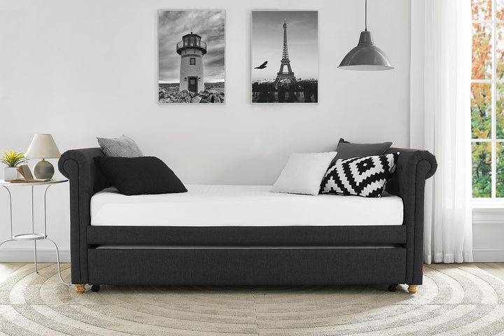 Full daybed with twin trundle -  Gray 