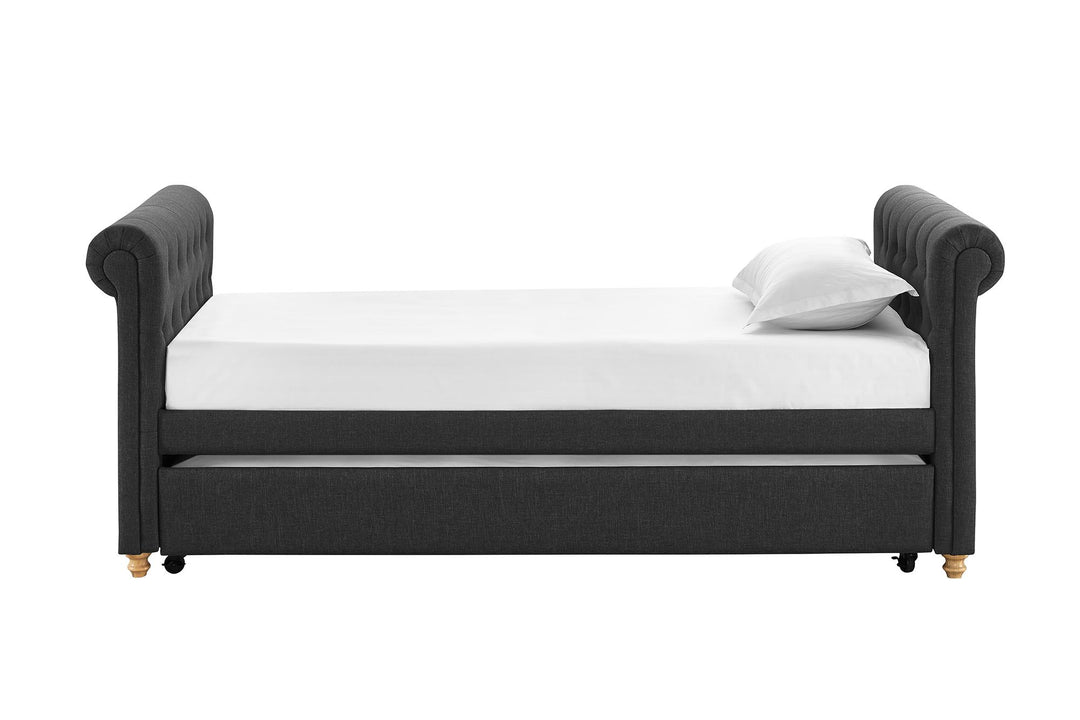 Sophia Upholstered Full Daybed with Twin Trundle  -  Gray 