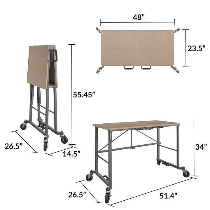 Portable Folding Work Desk with 350 lb Capacity -  Tan