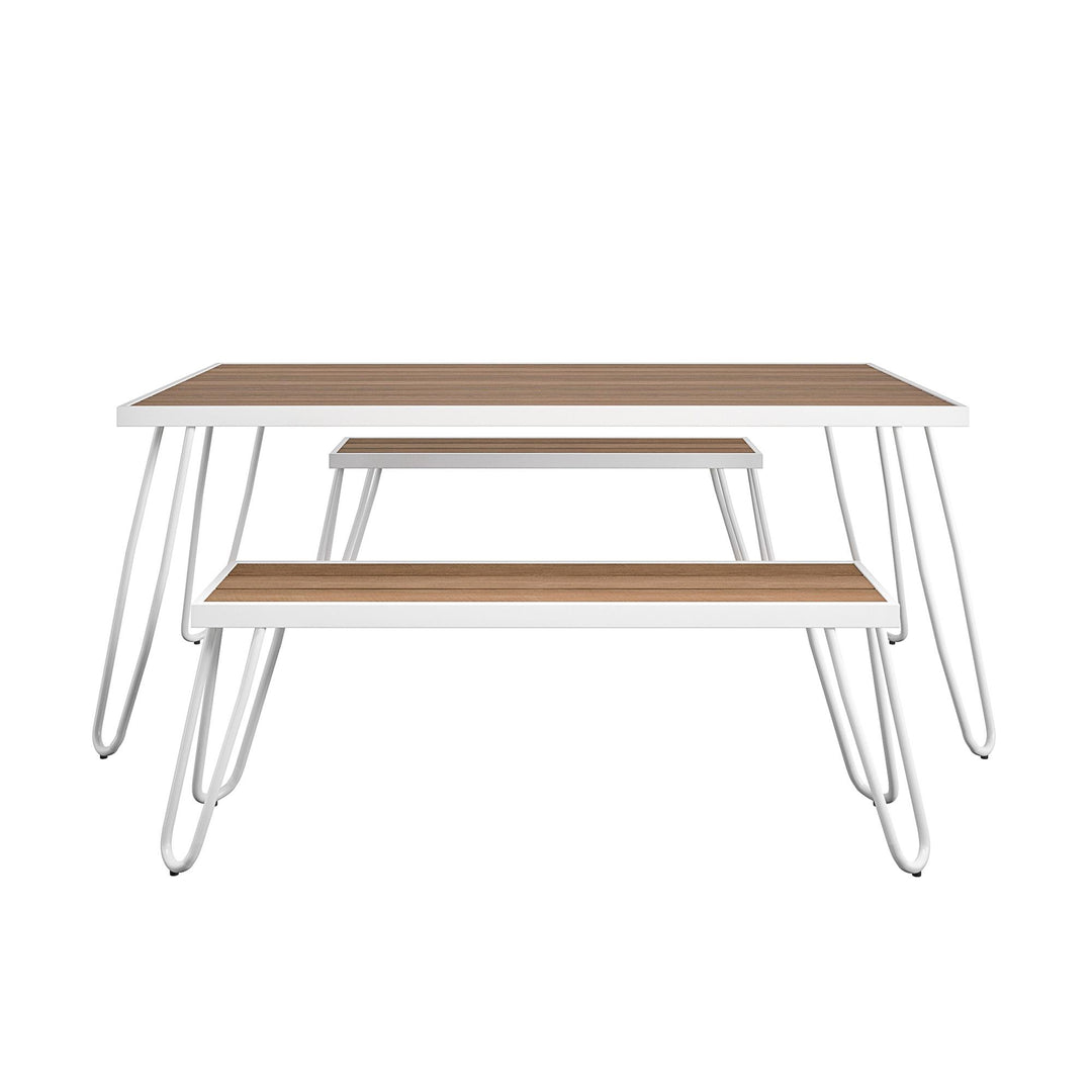 Paulette Outdoor/Indoor Table and Bench Set - White
