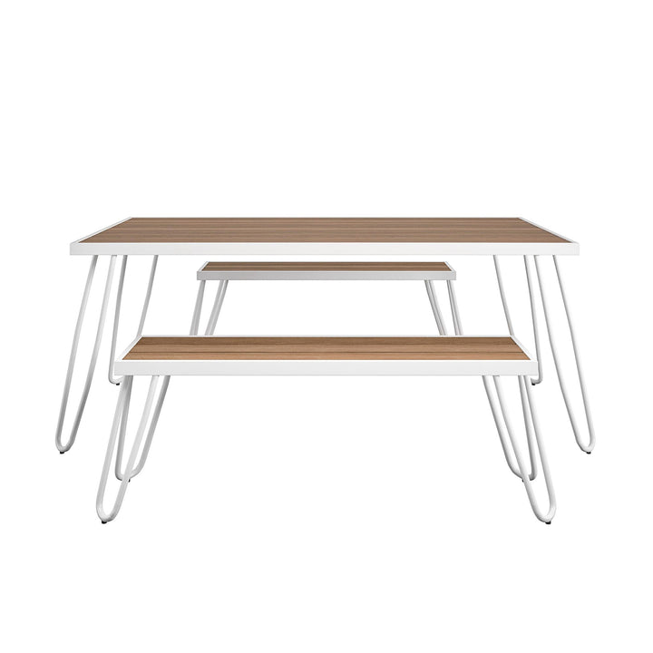 Paulette Outdoor/Indoor Table and Bench Set - White