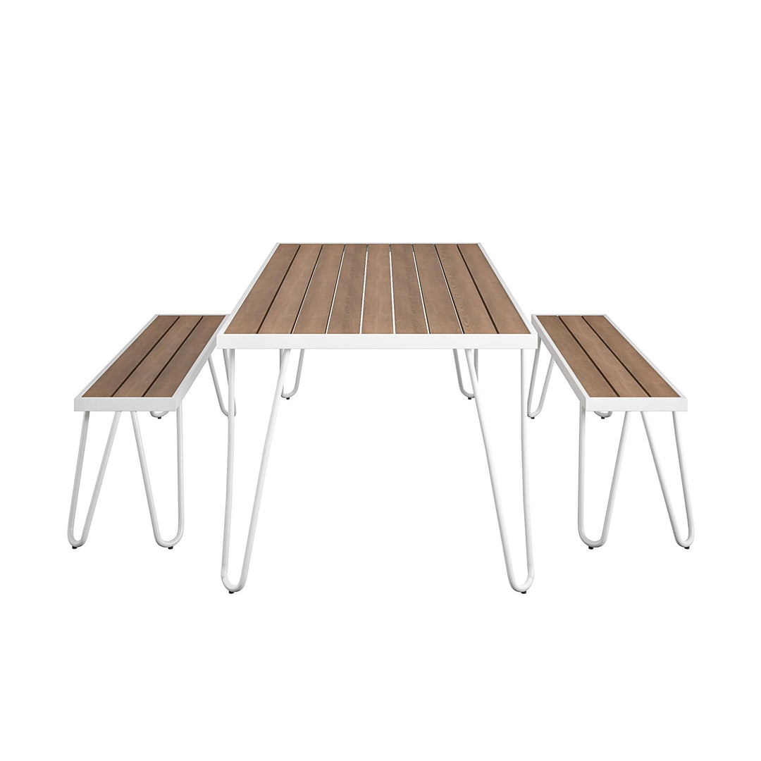Paulette Outdoor/Indoor Table and Bench Set - White