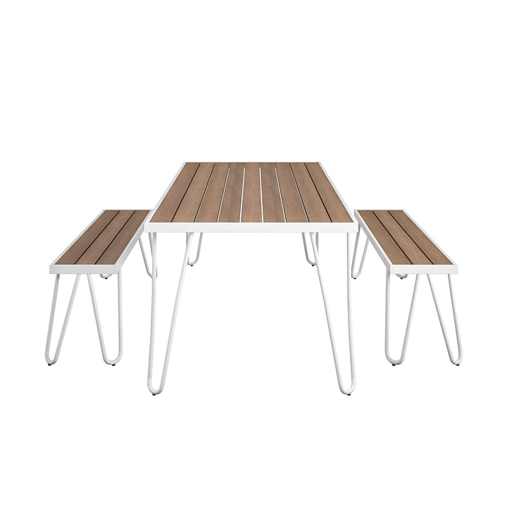 Paulette Outdoor/Indoor Table and Bench Set - White