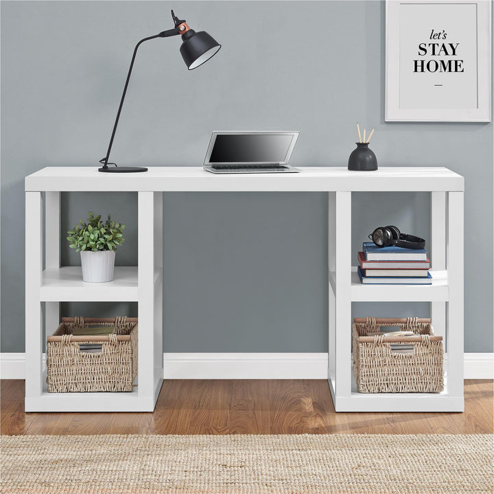 Parsons Double Pedestal Computer Desk -  White