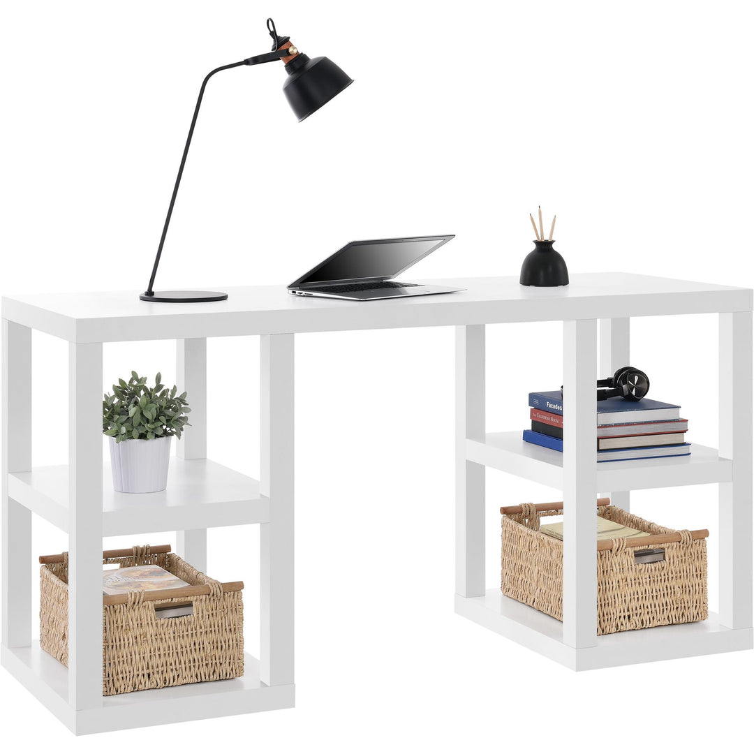 Double Pedestal Desk for Home Office -  White