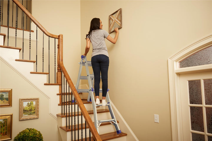 14 ft Multiple Heights Articulating Ladder -  Silver