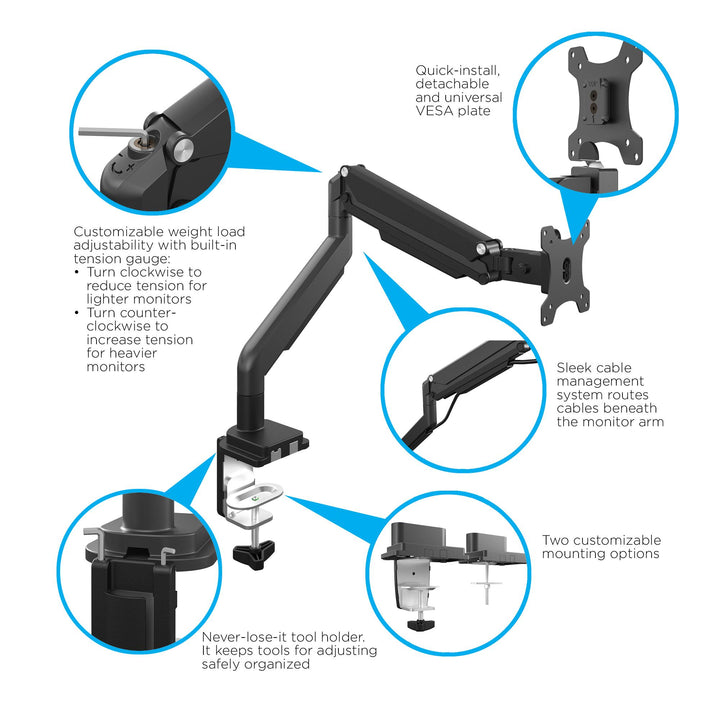 Single Monitor Arm - Black - 1-Pack
