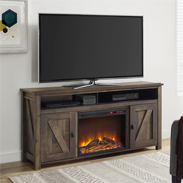 60 Inch TV Console with Electric Fireplace Farmington -  Rustic