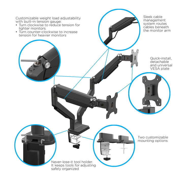 Dual screen ergonomic stand -  Black 