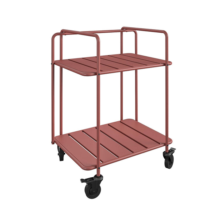 cart with 2 slatted shelves - Red