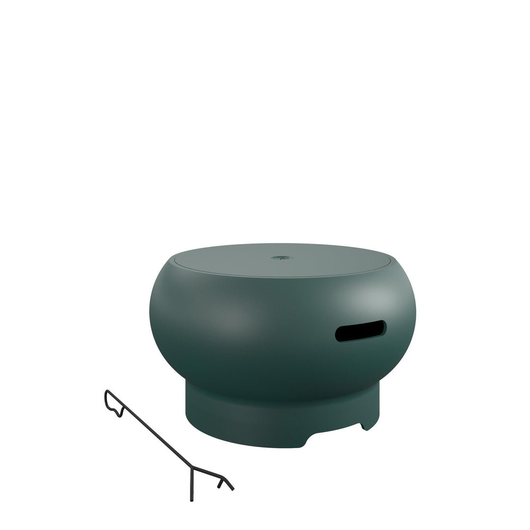 wood burning fire pit with grill - Green