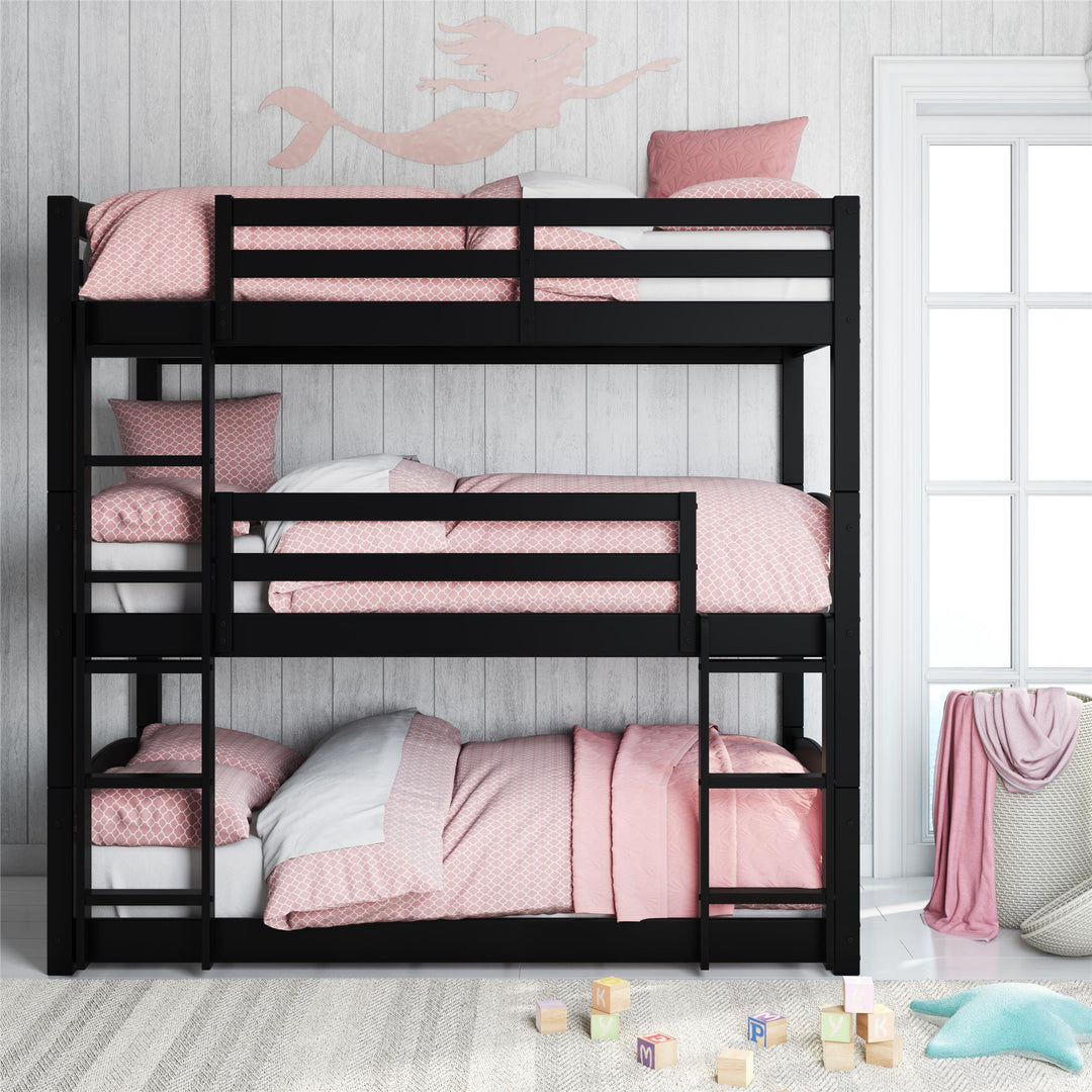 3 twin bunk bed - Black