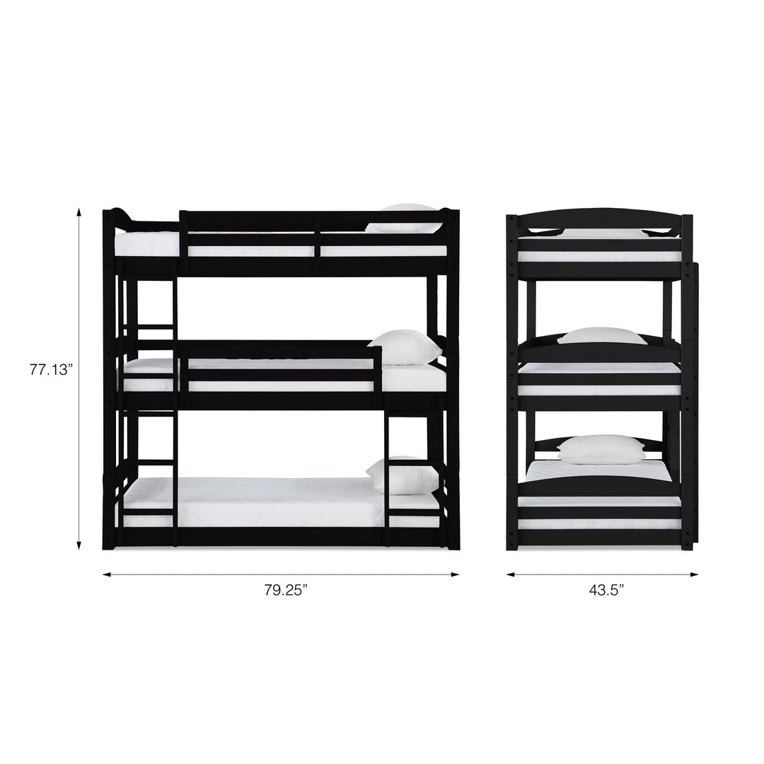 bunk bed for three - Black