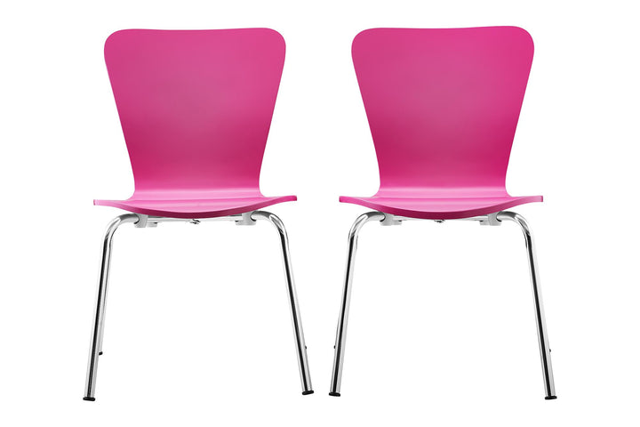 Kids Bentwood Chairs with Light and Stackable Design, Set of 2 - Pink