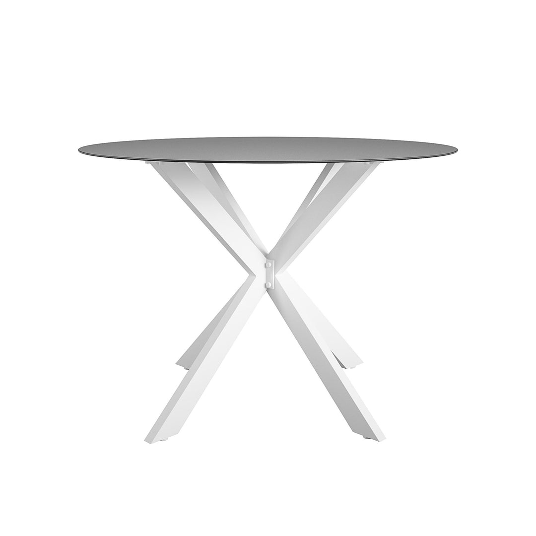 Circi Dining Table with Glass Top - White