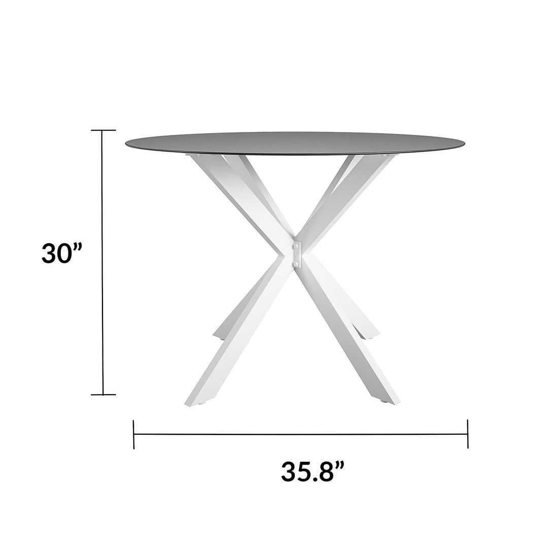 round glass top dining table - White