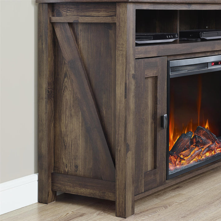 Stylish Electric Fireplace TV Console -  Rustic