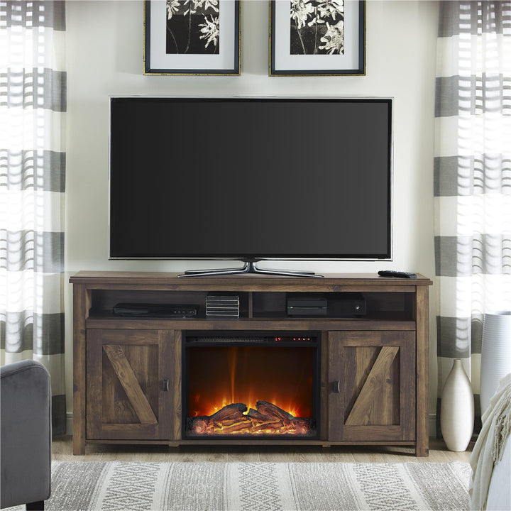 Farmington Electric Fireplace TV Console for TVs up to 60 Inch - Rustic