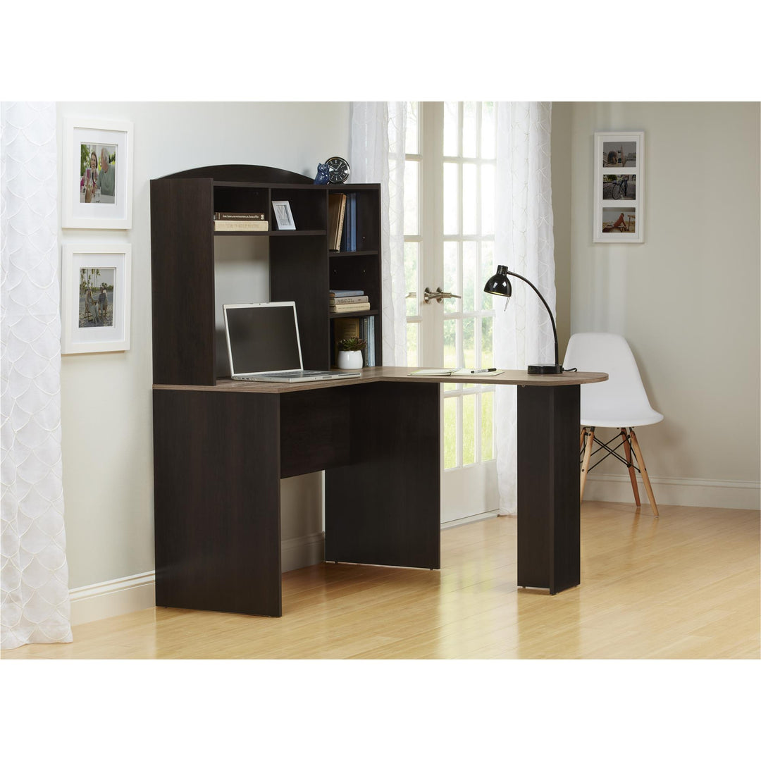 Modern Sutton desk with shelving and hutch -  Espresso - N/A