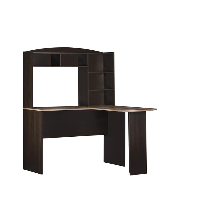 Corner computer desk with hutch by Sutton -  Espresso - N/A