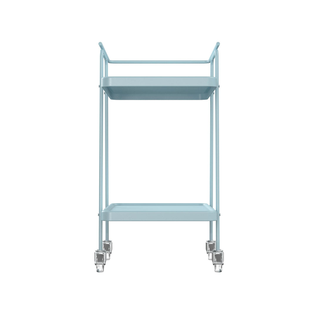 2-tier trolley with locking casters for home use -  Light Blue 