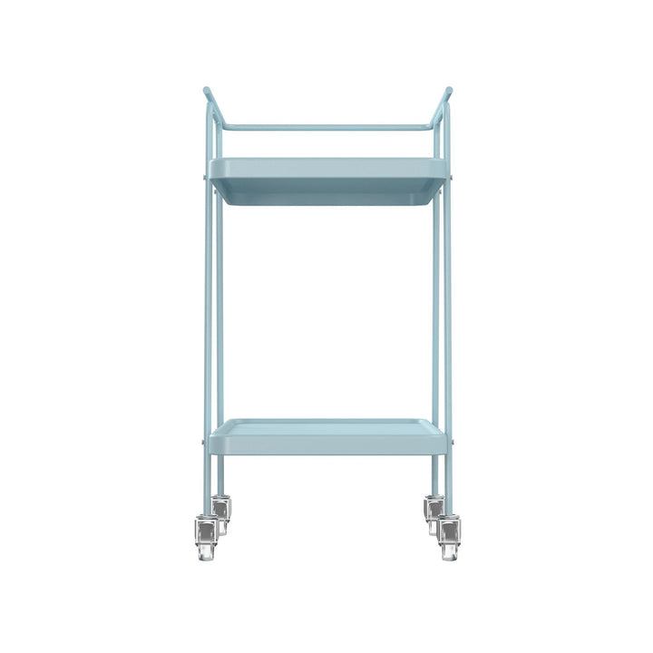 2-tier trolley with locking casters for home use -  Light Blue 