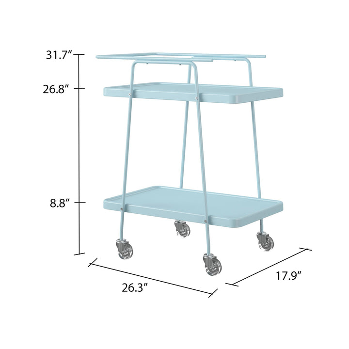 Durable 2-tier serving carts with safety locks -  Light Blue 